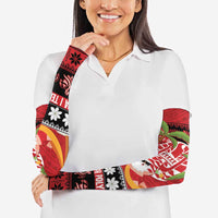 French Polynesia Christmas Arm Sleeves Tiare Chilling Santa Oaoa I teie Noera - Polynesian Pride