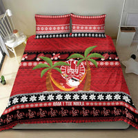 French Polynesia Christmas Bedding Set Tiare Chilling Santa Oaoa I teie Noera - Polynesian Pride