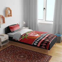 French Polynesia Christmas Bedding Set Tiare Chilling Santa Oaoa I teie Noera - Polynesian Pride