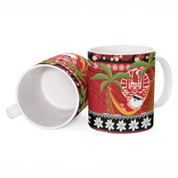 French Polynesia Christmas Ceramic Mug Tiare Chilling Santa Oaoa I teie Noera - Polynesian Pride