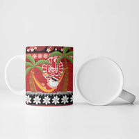 French Polynesia Christmas Ceramic Mug Tiare Chilling Santa Oaoa I teie Noera - Polynesian Pride