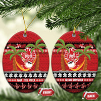 French Polynesia Christmas Ceramic Ornament Tiare Chilling Santa Oaoa I teie Noera - Polynesian Pride