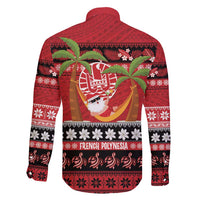 French Polynesia Christmas Family Matching Short Sleeve Bodycon Dress and Hawaiian Shirt Tiare Chilling Santa Oaoa I teie Noera - Polynesian Pride