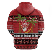 French Polynesia Christmas Hoodie Tiare Chilling Santa Oaoa I teie Noera - Polynesian Pride