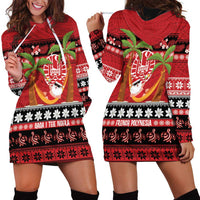 French Polynesia Christmas Hoodie Dress Tiare Chilling Santa Oaoa I teie Noera - Polynesian Pride