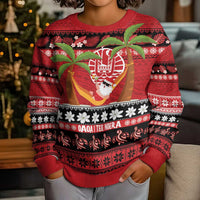 French Polynesia Christmas Kid Ugly Christmas Sweater Tiare Chilling Santa Oaoa I teie Noera - Polynesian Pride
