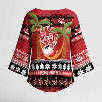 French Polynesia Christmas Kimono Sleeve Blouse Tiare Chilling Santa Oaoa I teie Noera - Polynesian Pride