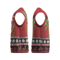 French Polynesia Christmas Knitted V-Neck Vest Tiare Chilling Santa Oaoa I teie Noera - Polynesian Pride