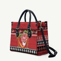 French Polynesia Christmas Leather Bag Tiare Chilling Santa Oaoa I teie Noera - Polynesian Pride