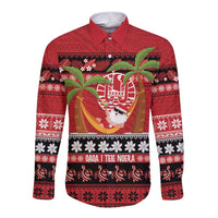 French Polynesia Christmas Long Sleeve Button Shirt Tiare Chilling Santa Oaoa I teie Noera - Polynesian Pride