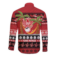French Polynesia Christmas Long Sleeve Button Shirt Tiare Chilling Santa Oaoa I teie Noera - Polynesian Pride