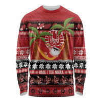 French Polynesia Christmas Long Sleeve Shirt Tiare Chilling Santa Oaoa I teie Noera - Polynesian Pride