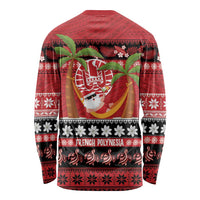 French Polynesia Christmas Long Sleeve Shirt Tiare Chilling Santa Oaoa I teie Noera - Polynesian Pride