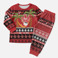 French Polynesia Christmas Pajama Set Tiare Chilling Santa Oaoa I teie Noera - Polynesian Pride