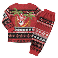 French Polynesia Christmas Pajama Set Tiare Chilling Santa Oaoa I teie Noera - Polynesian Pride