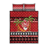 French Polynesia Christmas Quilt Bed Set Tiare Chilling Santa Oaoa I teie Noera - Polynesian Pride