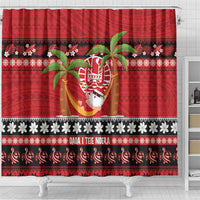 French Polynesia Christmas Shower Curtain Tiare Chilling Santa Oaoa I teie Noera - Polynesian Pride