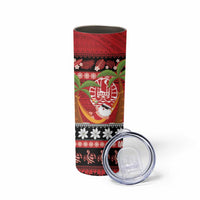 French Polynesia Christmas Skinny Tumbler Tiare Chilling Santa Oaoa I teie Noera - Polynesian Pride