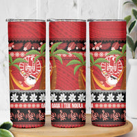French Polynesia Christmas Skinny Tumbler Tiare Chilling Santa Oaoa I teie Noera - Polynesian Pride