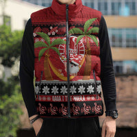 French Polynesia Christmas Sleeveless Puffer Jacket Tiare Chilling Santa Oaoa I teie Noera - Polynesian Pride