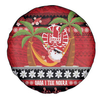 French Polynesia Christmas Spare Tire Cover Tiare Chilling Santa Oaoa I teie Noera - Polynesian Pride
