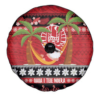 French Polynesia Christmas Spare Tire Cover Tiare Chilling Santa Oaoa I teie Noera - Polynesian Pride