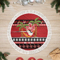 French Polynesia Christmas Tree Skirt Tiare Chilling Santa Oaoa I teie Noera - Polynesian Pride