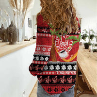 French Polynesia Christmas Women Casual Shirt Tiare Chilling Santa Oaoa I teie Noera - Polynesian Pride