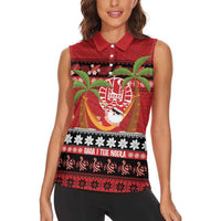 French Polynesia Christmas Women Sleeveless Polo Shirt Tiare Chilling Santa Oaoa I teie Noera - Polynesian Pride