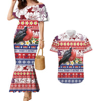 Kiribati Christmas Couples Matching Mermaid Dress and Hawaiian Shirt Frigatebird Santa Tekeraoi n te Kiritimati - Polynesian Pride