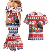 Kiribati Christmas Couples Matching Mermaid Dress and Hawaiian Shirt Frigatebird Santa Tekeraoi n te Kiritimati - Polynesian Pride