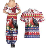 Kiribati Christmas Couples Matching Summer Maxi Dress and Hawaiian Shirt Frigatebird Santa Tekeraoi n te Kiritimati - Polynesian Pride