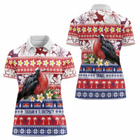 Kiribati Christmas Women Polo Shirt Frigatebird Santa Tekeraoi n te Kiritimati - Polynesian Pride