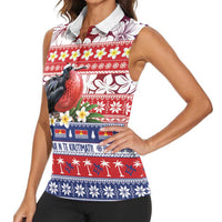 Kiribati Christmas Women Sleeveless Polo Shirt Frigatebird Santa Tekeraoi n te Kiritimati - Polynesian Pride