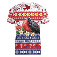 Kiribati Christmas Women V-Neck T-Shirt Frigatebird Santa Tekeraoi n te Kiritimati - Polynesian Pride