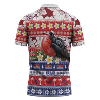 Kiribati Christmas Zipper Polo Shirt Frigatebird Santa Tekeraoi n te Kiritimati - Polynesian Pride