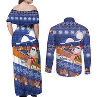 Marshall Islands Christmas Couples Matching Off Shoulder Maxi Dress and Long Sleeve Button Shirt Beachy Santa Monono ilo raaneoan Nejin - Polynesian Pride