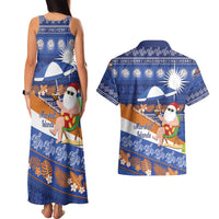 Marshall Islands Christmas Couples Matching Tank Maxi Dress and Hawaiian Shirt Beachy Santa Monono ilo raaneoan Nejin - Polynesian Pride