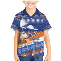 Marshall Islands Christmas Family Matching Mermaid Dress and Hawaiian Shirt Beachy Santa Monono ilo raaneoan Nejin - Polynesian Pride