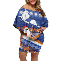 Marshall Islands Christmas Family Matching Off Shoulder Short Dress and Hawaiian Shirt Beachy Santa Monono ilo raaneoan Nejin - Polynesian Pride