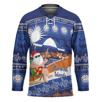 Marshall Islands Christmas Hockey Jersey Beachy Santa Monono ilo raaneoan Nejin LT14 Unisex Blue - Polynesian Pride