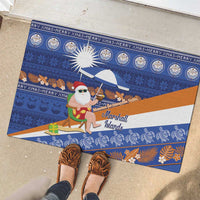 Marshall Islands Christmas Rubber Doormat Beachy Santa Monono ilo raaneoan Nejin - Polynesian Pride