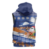 Marshall Islands Christmas Sleeveless Zip Hoodie Beachy Santa Monono ilo raaneoan Nejin - Polynesian Pride