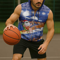 Marshall Islands Christmas Sleeveless Zip Hoodie Beachy Santa Monono ilo raaneoan Nejin - Polynesian Pride