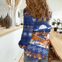 Marshall Islands Christmas Women Casual Shirt Beachy Santa Monono ilo raaneoan Nejin - Polynesian Pride
