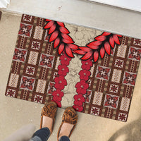 Samoa Siapo Rubber Doormat Tapa Pattern Mix Ula Fala Hibiscus LT14 - Polynesian Pride