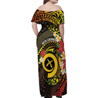 Vanuatu Christmas Family Matching Off Shoulder Maxi Dress and Hawaiian Shirt Vanuatuan Pig Tusk - Meri Krismas!