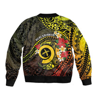 Vanuatu Christmas Sleeve Zip Bomber Jacket Vanuatuan Pig Tusk - Meri Krismas! LT14 - Polynesian Pride