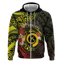 Vanuatu Christmas Zip Hoodie Vanuatuan Pig Tusk - Meri Krismas! LT14 Zip Hoodie Black - Polynesian Pride