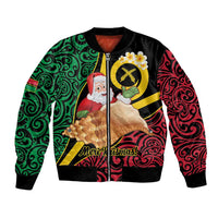 Vanuatu Christmas Bomber Jacket Vanuatuan Conch Shell - Meri Krismas! LT14 Unisex Black - Polynesian Pride